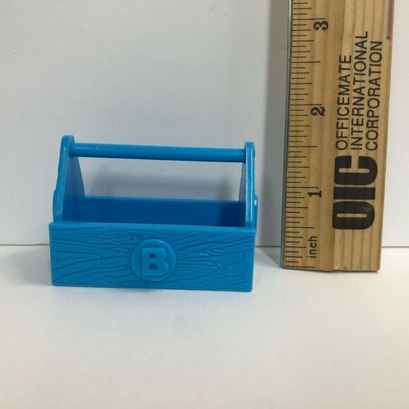 doll blue tool box  with b and horse shoe detail on sides 1.5 inches - Picture 4 of 6